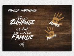 Personalisierte Leinwand Familie Handabdrücke mit Namen