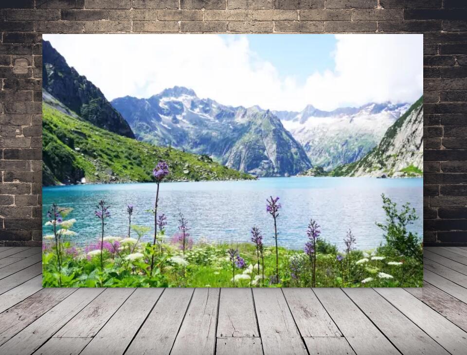 Deko-Leinwand Berge am See