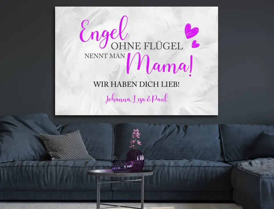 Personalisierte Leinwand Mama Engel ohne Flügel mit Namen