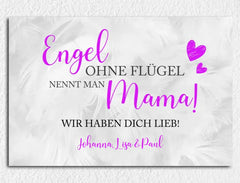 Personalisierte Leinwand Mama Engel ohne Flügel mit Namen