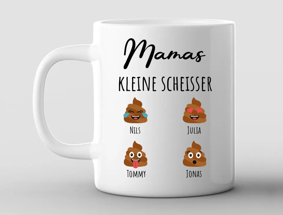 Personalisierte Tasse Mamas vier kleine Scheisser mit Namen