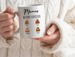 Personalisierte Tasse Mamas vier kleine Scheisser mit Namen