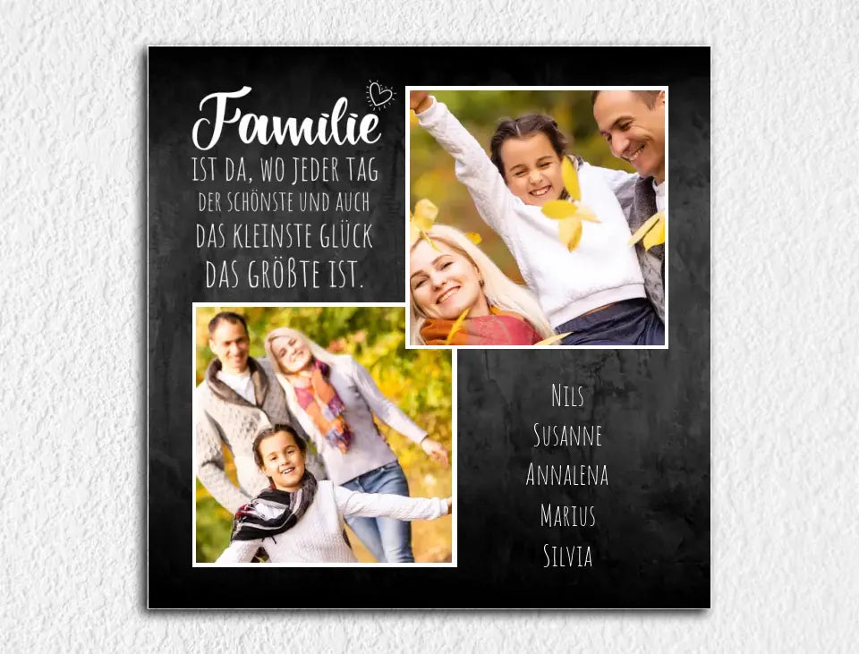 Personalisierte Leinwand Familie mit Wunschbildern und Namen