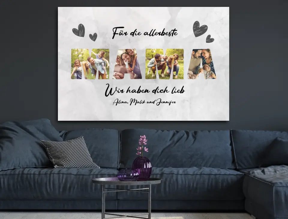 Personalisierte Leinwand für Mama mit Wunschbildern und Namen