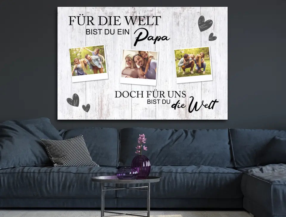 Personalisierte Leinwand für Papa mit Polaroid Bilder
