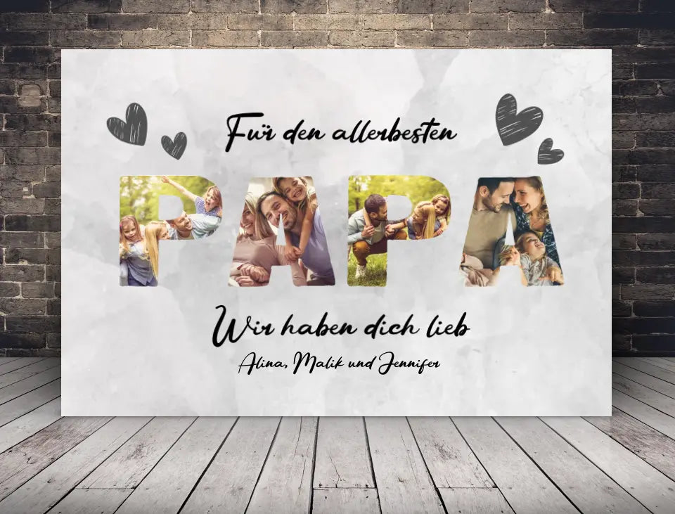 Personalisierte Leinwand für Papa mit Wunschbildern und Namen