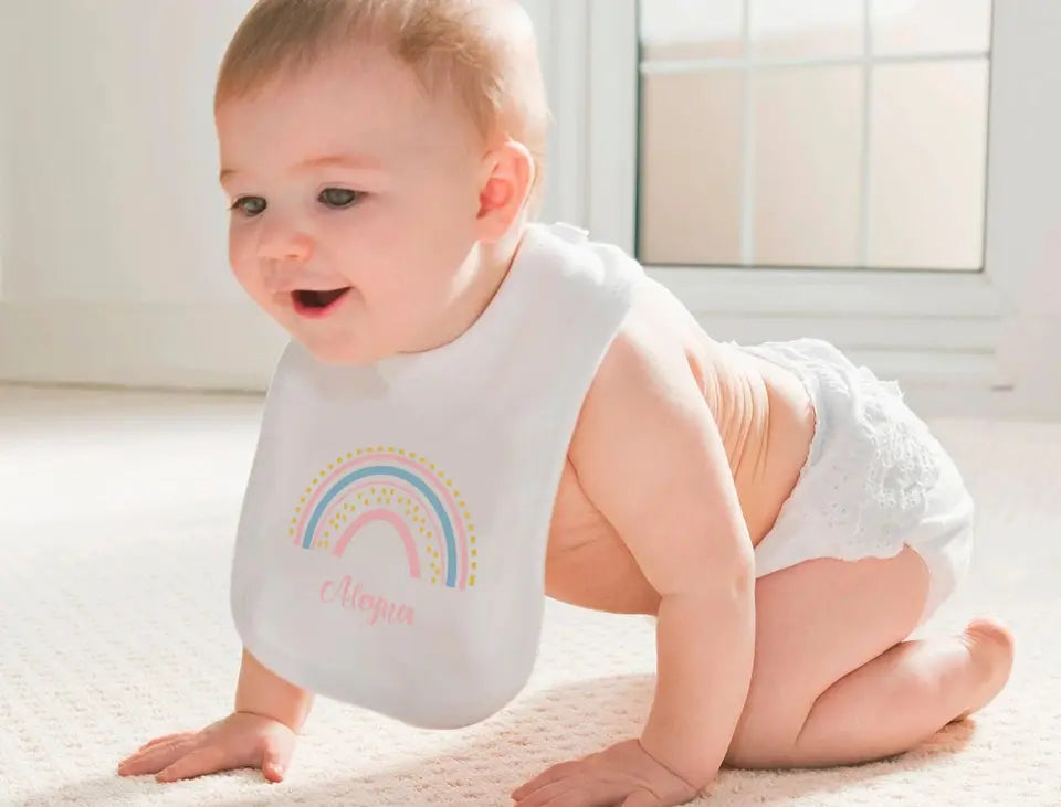 Personalisiertes Baby-Lätzchen | Regenbogen Mädchen