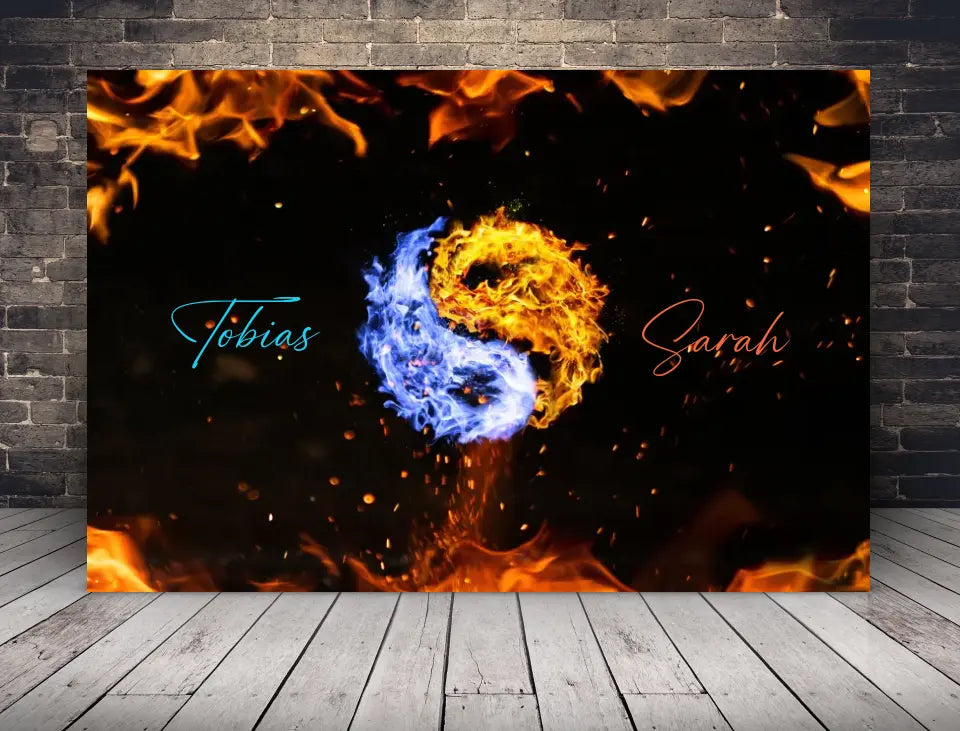 Personalisierte Leinwand Ying & Yang mit Namen