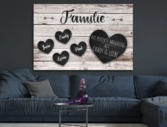 Personalisierte  Geschenke Leinwand Familie Herzen aus Holz mit Namen