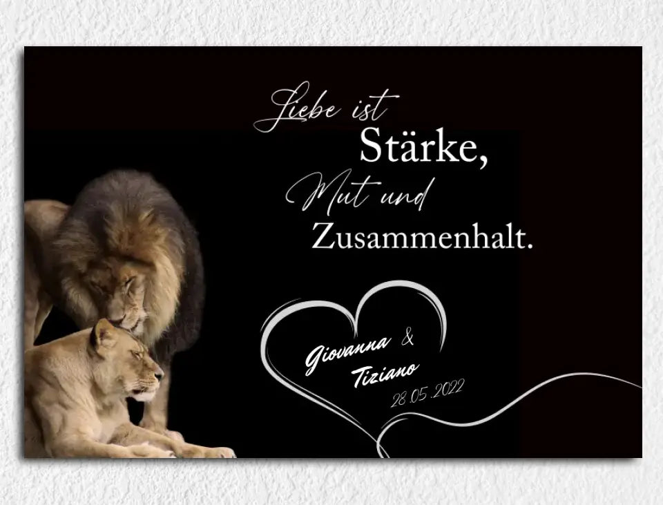 Personalisierte Leinwand Stärke, Mut und Zusammenhalt Mit Namen