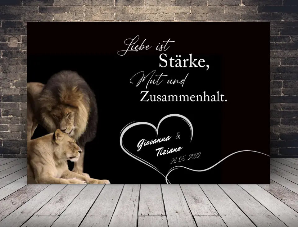 Personalisierte Leinwand Stärke, Mut und Zusammenhalt Mit Namen