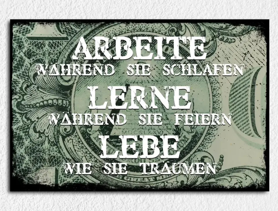 Deko-Leinwand Motivation Lebe - wie sie träumen
