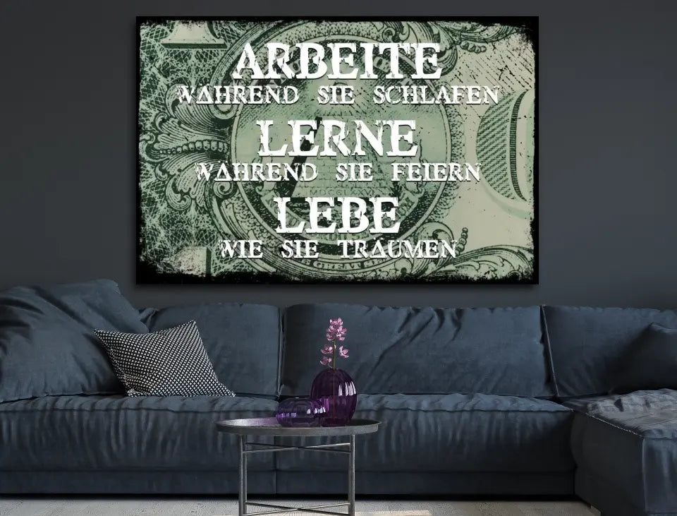 Deko-Leinwand Motivation Lebe - wie sie träumen