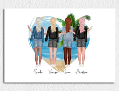 Personalisierte Leinwand beste Freundinnen Clipart Summer Vibes mit Namen