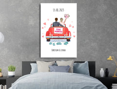 Personalisierte Leinwand Wedding Car Clipart mit Namen