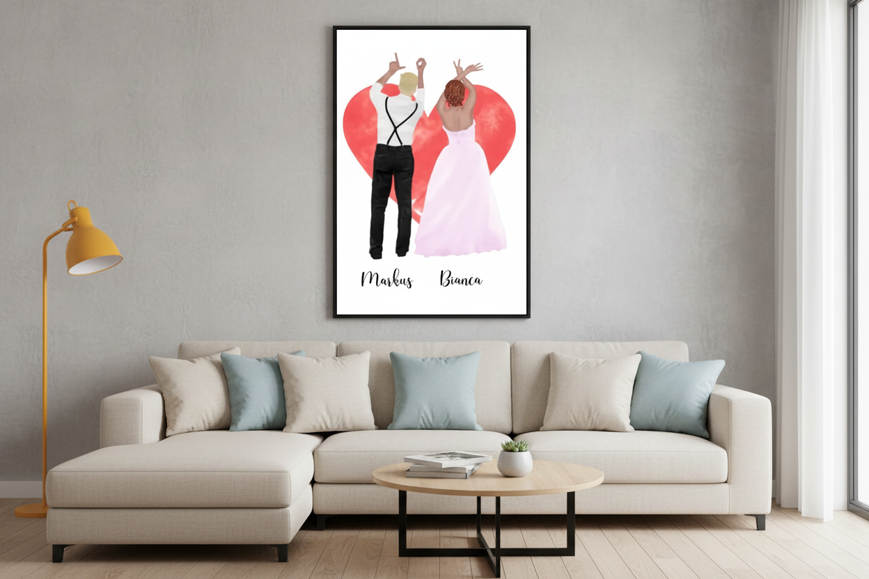 Personalisiertes Paar Poster mit Namen  Romantische Love Wall Art