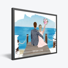 Personalisiertes Bild im Rahmen Wedding Beach Vibes Clipart mit Namen