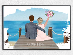 Personalisiertes Bild im Rahmen Wedding Beach Vibes Clipart mit Namen