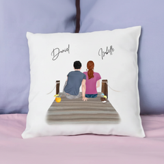Personalisiertes Kissen Mann & Frau Paar Clipart Steg mit Namen