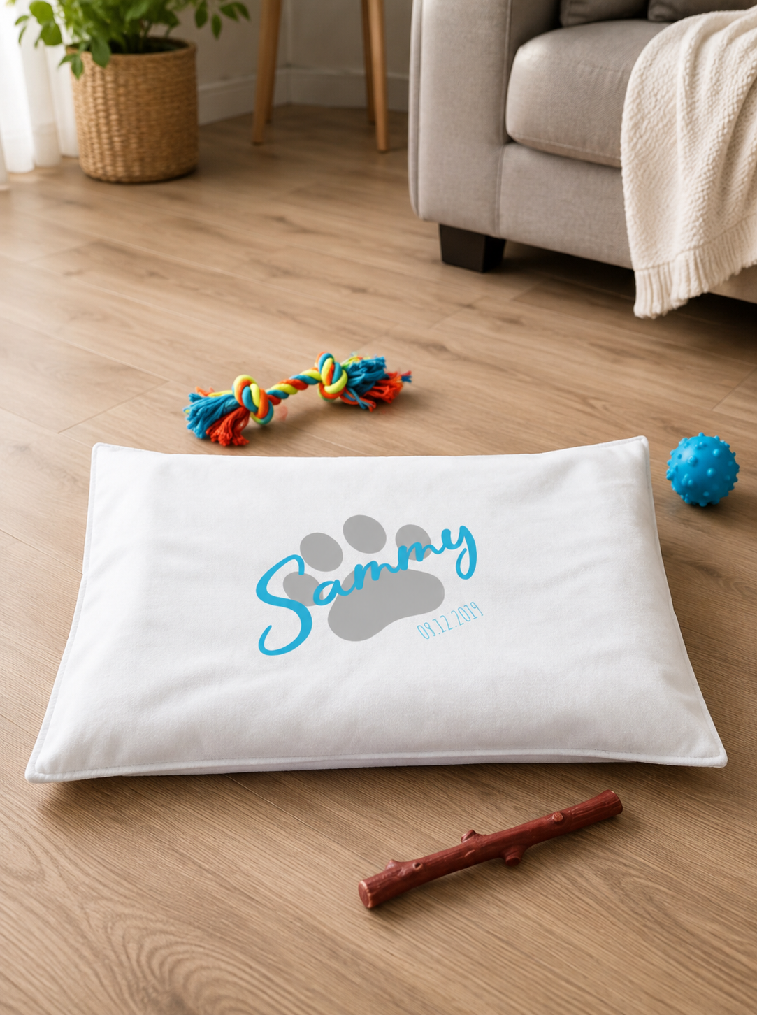Personalisiertes Hundekissen | Name und Geburtsdatum Personalisiertes Hundekissen mit Namen & Geburtsdatum – Hundebett nach Wunsch
