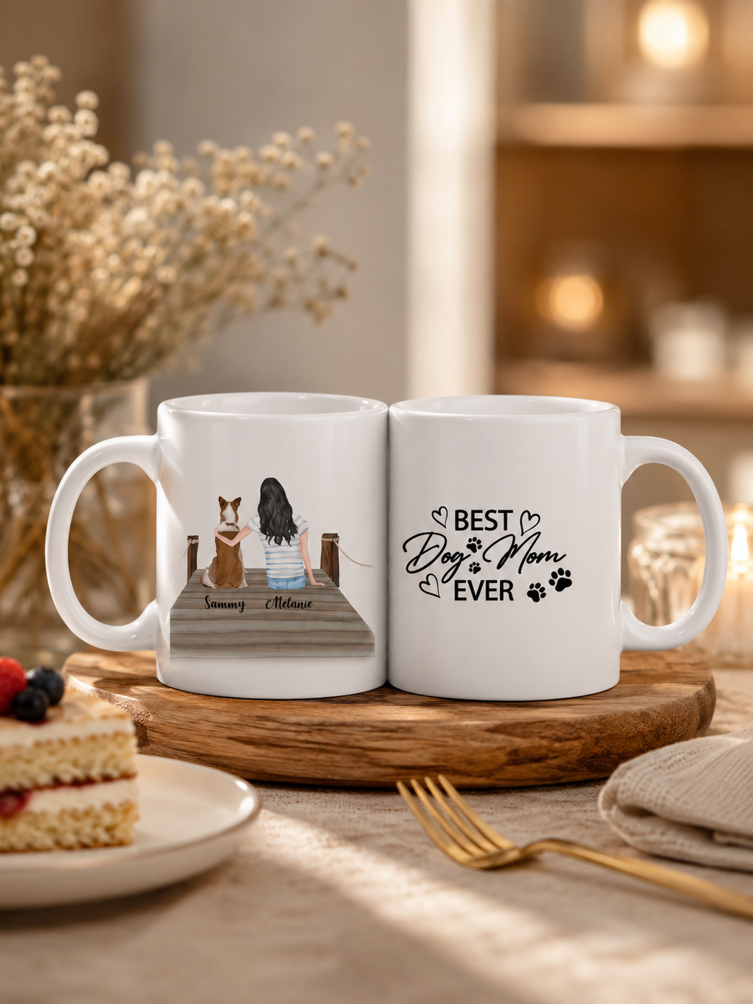 Personalisierte Hundetasse mit Namen | Mädchen & Hund Clipart | Geschenk beste Freundin
