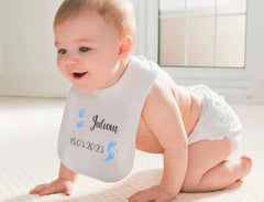 Personalisiertes Baby-Lätzchen | Hand -und Fußabdrücke für Jungs
